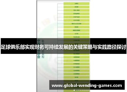 足球俱乐部实现财务可持续发展的关键策略与实践路径探讨 足球俱乐部实现财务可持续发展的关键策略与实践路径探讨